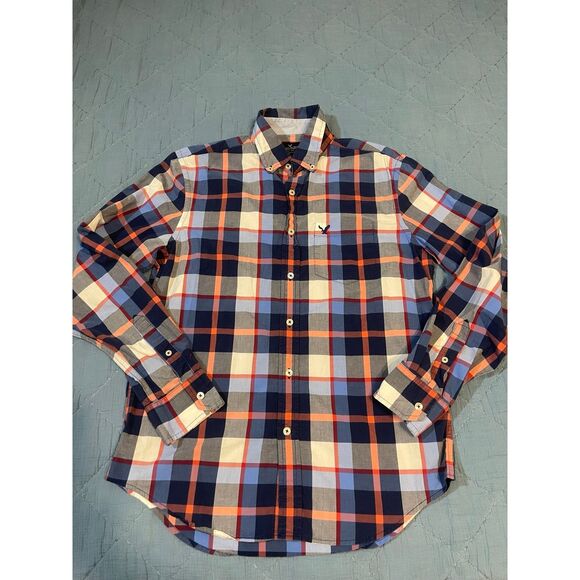 American Eagle Men’s Classic Fit Plaid Button Down Shirt Small - Picture 1 of 4